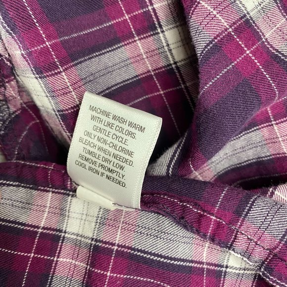 Merona Plaid Button Up Long Sleeve Shirt Purple - Picture 5 of 6